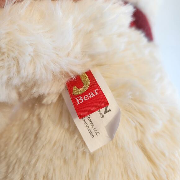 JOANN J Bear Plush Cream Teddy 16" Red Plaid Scarf Bow Stuffed Animal Toy - Picture 5 of 9